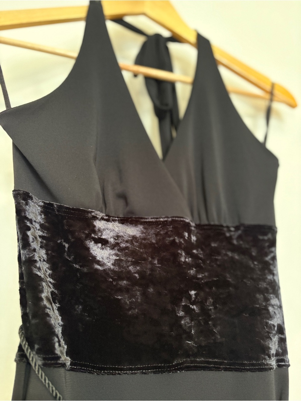 Vintage Miss Me 90s Whimsigoth Black Halter Velvet Midi Dress M USA
